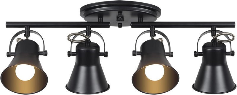 KEESFU 4-Light Track Lighting Kit,Black Semi Flush Mount Ceiling Light with 4 Rotatable Light Heads,Modern Accent Lighting for Livingroom,Bedroom,Hallway,Art Wall,Bathroom,Kitchen.(4-Light) - Image 1